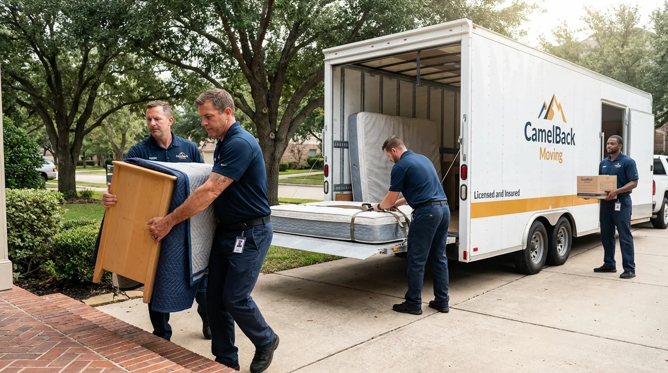 Crew loading residential truck for cross-state move from Springfield, VT